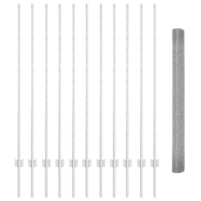 VidaXL Hek met paal zilver 1,4 x 25 m staal