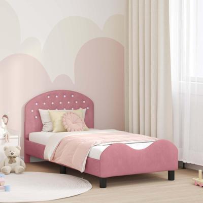 Bedframe voor kinderen met hoofdbord Roze 80 x 160 cm Fluweel