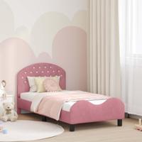 Bedframe voor kinderen met hoofdbord Roze 80 x 160 cm Fluweel - thumbnail
