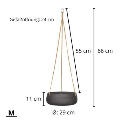 Rough Eco-line hangende bloempot M 29x11 cm Eileen zwart Rough Eco-line hangende bloempot M 29x11 cm Eileen zwart