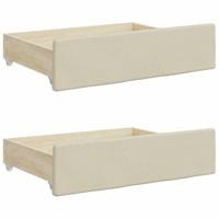 Bedlades 2 st bewerkt hout en kunstleer crmekleurig - thumbnail