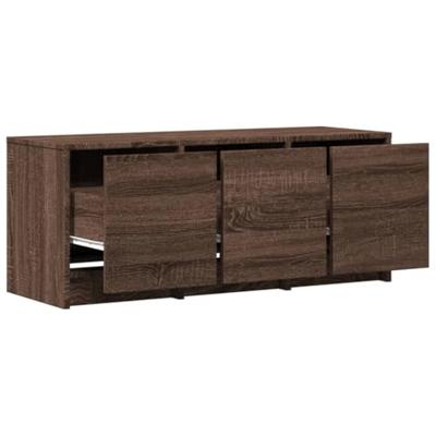 Tv-meubel met LED 97x34x40 cm bewerkt hout bruin eikenkleurig