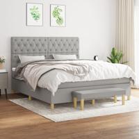 Boxspring met matras stof lichtgrijs 160x200 cm - thumbnail
