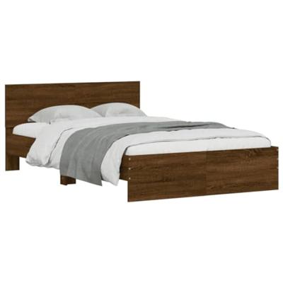 Bedframe met hoofdeinde bruin eikenkleur 135x190 cm