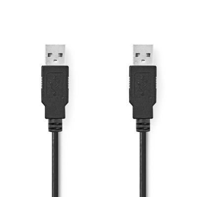 Nedis CCGL60000BK20 Usb-kabel Usb 2.0 Usb-a Male Usb-a Male 480 Mbps Vernikkeld 2.00 M Rond Pvc Zwart Label