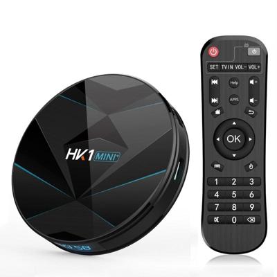 HK1MINI + 4K HD Smart TV BOX Android 9.0 RK3318 Quad-Core 64bit cortex-A53 4GB + 64GB ondersteuning TF-kaart HDMI WIFI AV LAN USB (zwart)