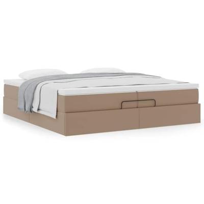Ottoman bed met matrassen 200x200cm kunstleer cappuccinokleurig