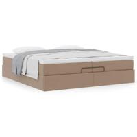 Ottoman bed met matrassen 200x200cm kunstleer cappuccinokleurig - thumbnail