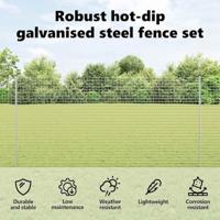 VidaXL Afrasteringspaal 22 pcs zilver 200 cm staal - thumbnail