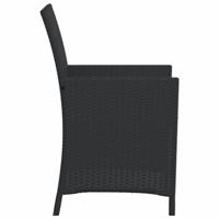 3-delige Bistroset met kussens poly rattan zwart - thumbnail