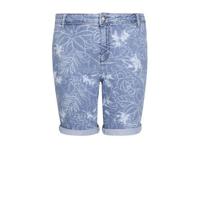 Cassis slim fit bermuda jeans met bladprint denim - thumbnail