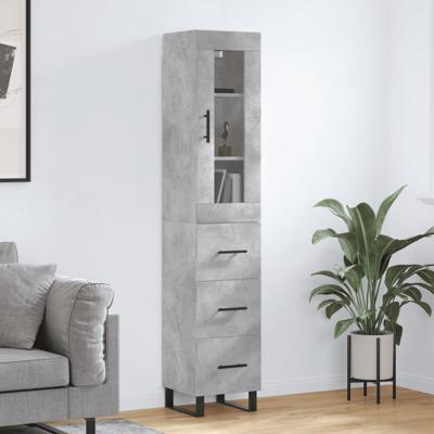 Hoge kast 34,5x34x180 cm bewerkt hout betongrijs
