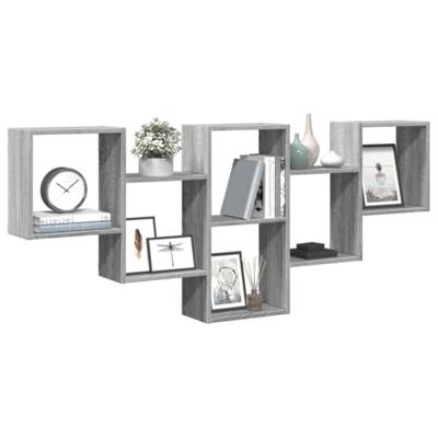 Wandschap 159x18x66 cm bewerkt hout grijs sonoma eikenkleurig