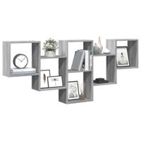 Wandschap 159x18x66 cm bewerkt hout grijs sonoma eikenkleurig - thumbnail