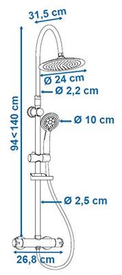 ROUSSEAU Douchekolom met thermostatische mengkraan Suhali 2 ROUSSEAU Douchekolom met thermostatische mengkraan Suhali 2