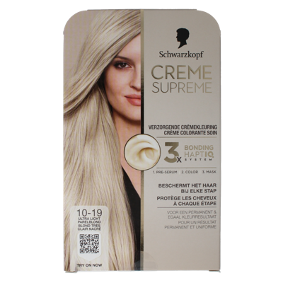 Schwarzkopf Creme supreme 10-19 licht blond 1 Stuks Schwarzkopf Creme supreme 10-19 licht blond 1 Stuks