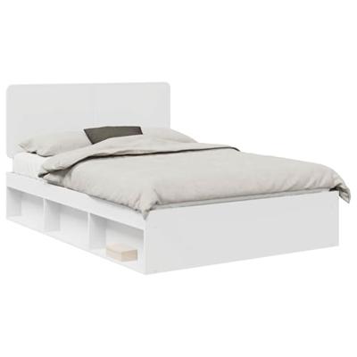 Bedframe met hoofdeinde Wit 140 x 200 cm Massief grenenhout