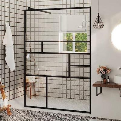 Inloopdouchewand 115x195 cm ESG-glas transparant en zwart