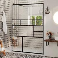 Inloopdouchewand 115x195 cm ESG-glas transparant en zwart - thumbnail