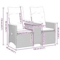 Tuinbank 2-zits verstelbaar met tafel poly rattan zwart - thumbnail