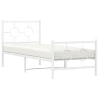 Bedframe met hoofd- en voeteneinde metaal wit 80x200 cm - thumbnail