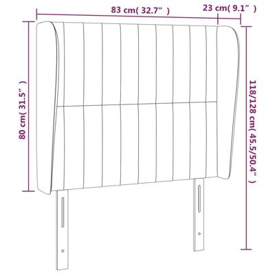 Hoofdbord met randen 83x23x118/128 cm stof donkerbruin - thumbnail