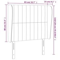 Hoofdbord met randen 83x23x118/128 cm stof taupe - thumbnail