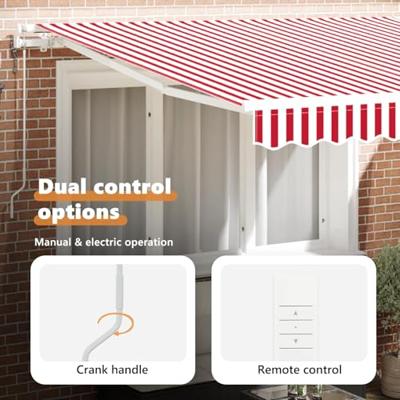 VidaXL Inklapbaar zonnescherm rood en wit 350 x 250 cm stof