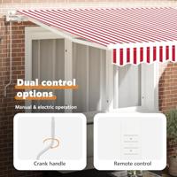 VidaXL Inklapbaar zonnescherm rood en wit 350 x 250 cm stof - thumbnail