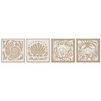 Schilderij Home ESPRIT Wit Natuurlijk Schelpen Mediterrane 50 x 3 x 50 cm (4 Stuks) - thumbnail