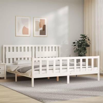 Bedframe zonder matras massief grenenhout wit 200x200 cm
