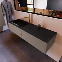 Badkamermeubelset Mondiaz Erin 150 cm met 2 Lades met RIDGE Wastafel Links Urban met 1 kraangat Greeploos Mat Smoke - thumbnail