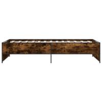 Bedframe bewerkt hout en metaal gerookt eikenkleurig 90x200 cm - thumbnail