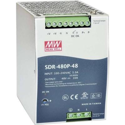 MEAN WELL SDR-480P-48 DIN-rail netvoeding 48 V/DC 10 A 480 W Aantal uitgangen:1 x Inhoud 1 stuk(s)