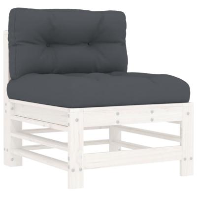 8-delige Loungeset met kussens massief hout wit - thumbnail