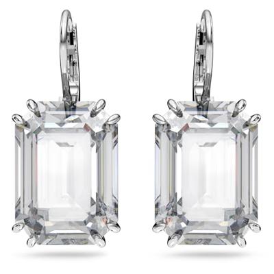 Swarovski 5636569 Oorhangers Millenia Octagon zilverkleurig-wit 10 x 22 mm - thumbnail