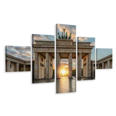 Schilderij - Brandenburgse poort Berlijn, 5 luik, Premium print