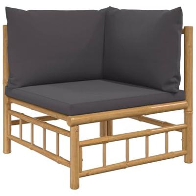 2-delige Loungeset met kussens bamboe donkergrijs - thumbnail