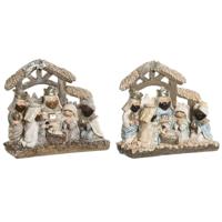 Kerststal set DKD Home Decor Blauw Wit Bruin Hars 20 x 7 x 17,5 cm (2 Stuks) - thumbnail