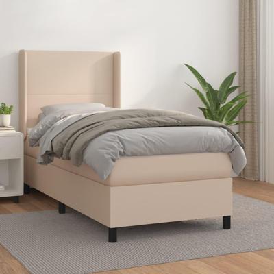 Boxspring met matras kunstleer cappuccinokleurig 90x200 cm