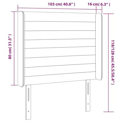 Hoofdbord met randen 163x16x78/88 cm stof donkergrijs - thumbnail