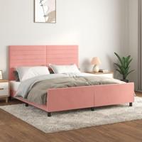 Bedframe met hoofdeinde fluweel roze 160x200 cm - thumbnail