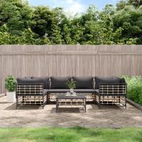 7-delige Loungeset met kussens poly rattan antracietkleurig - thumbnail