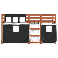 Stapelbed met gordijnen 90x190 cm grenenhout wit en zwart - thumbnail