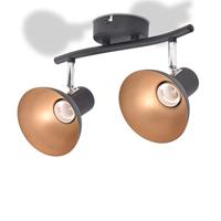 VidaXL Plafondlamp voor 2 peertjes e27 zwart en goudkleurig - thumbnail
