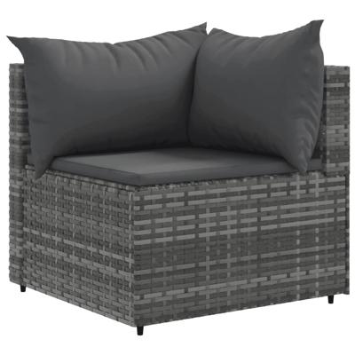 8-delige Loungeset met kussens poly rattan grijs