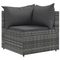 8-delige Loungeset met kussens poly rattan grijs - thumbnail