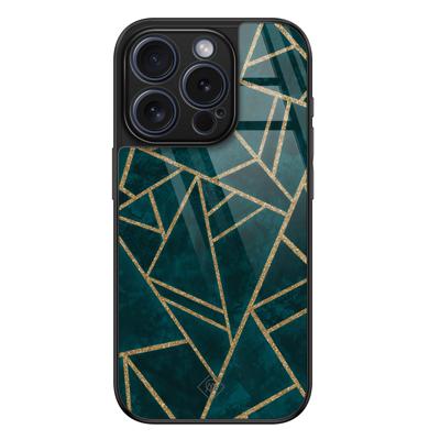 iPhone 15 Pro glazen hardcase - Blue shapes iPhone 15 Pro glazen hardcase - Blue shapes