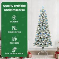 VidaXL Kunstmatige inklapbare kerstboom groen en wit 210 cm - thumbnail