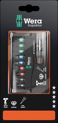 Wera 8740/51/55/67-9/IMP DC 05073980001 Bitset 10-delig Kruiskop Phillips, Kruiskop Pozidriv, Inbus, Binnen-Torx Impactor technologie Wera 8740/51/55/67-9/IMP DC 05073980001 Bitset 10-delig Kruiskop Phillips, Kruiskop Pozidriv, Inbus, Binnen-Torx Impactor technologie